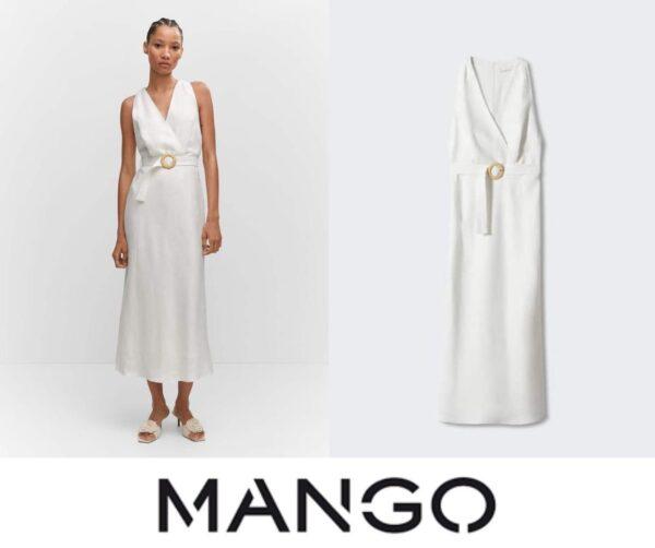 Vestido blanco de lino de Mango MN4