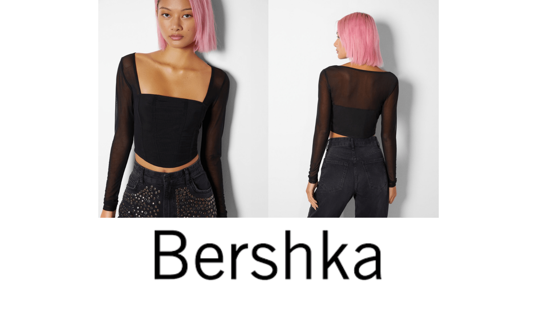 Top corsé con transparencias de Bershka 